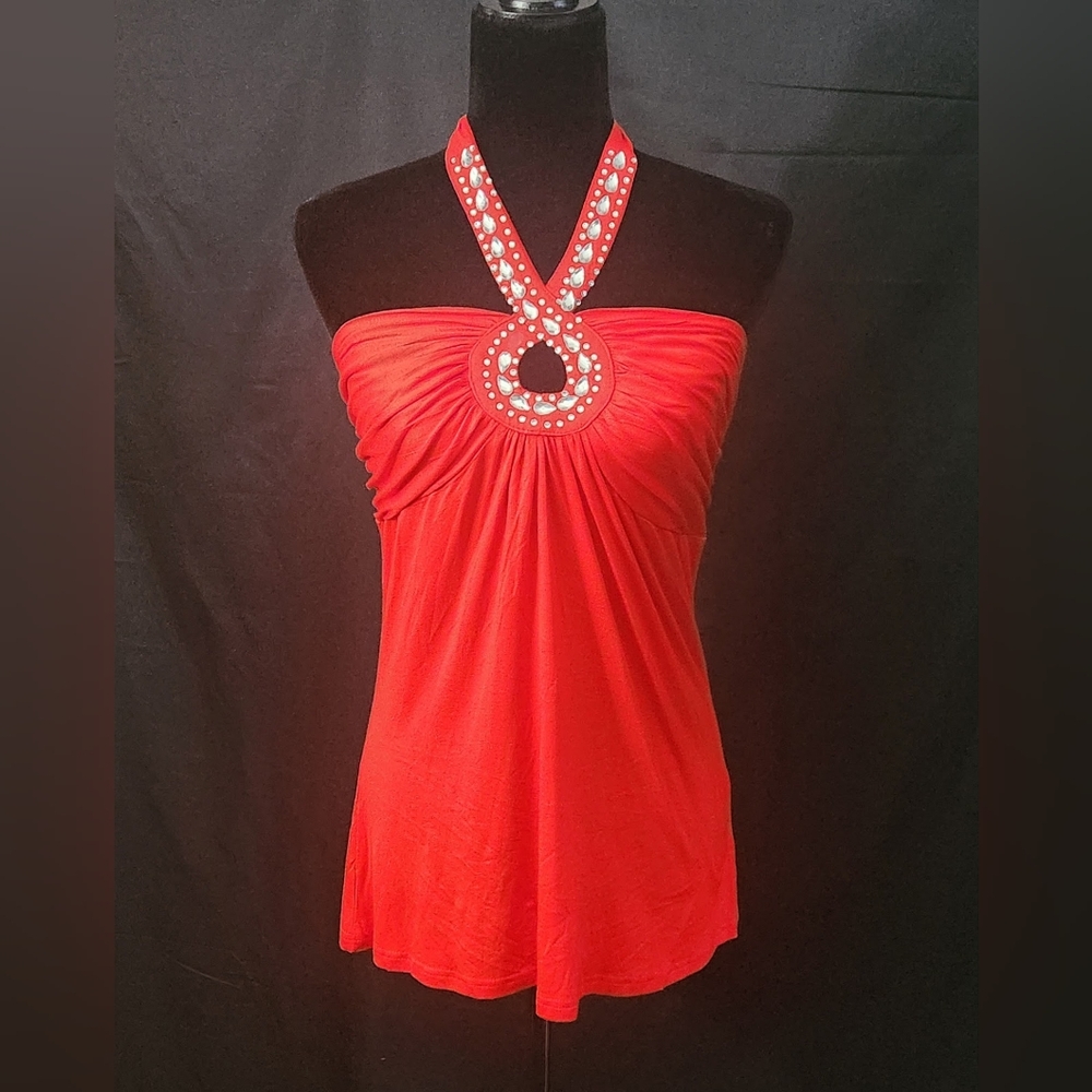 Flamingo Embellished Halter Top Size M